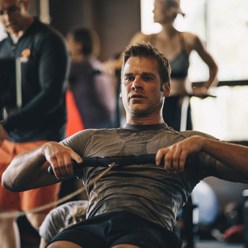 Man working out on training