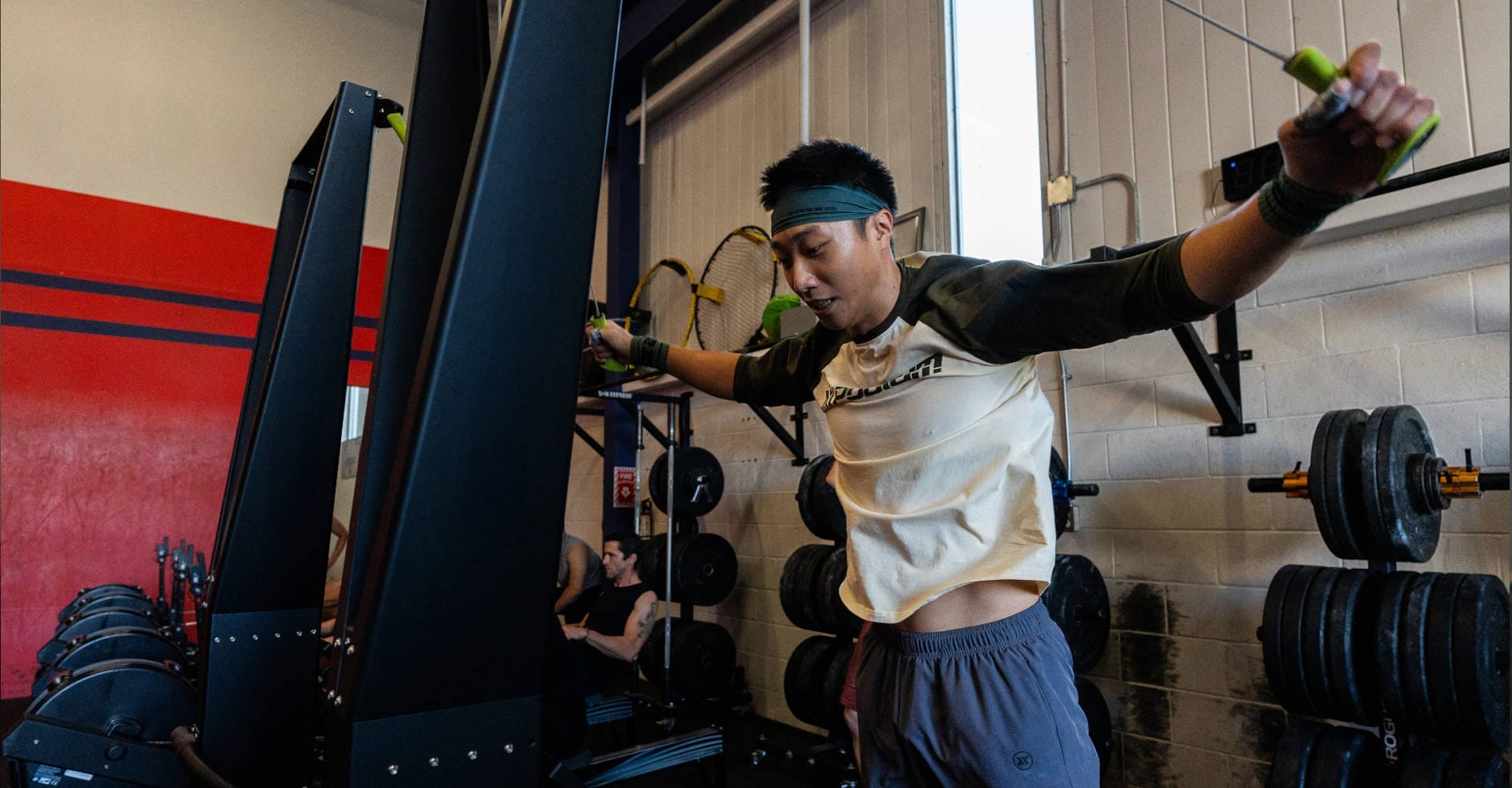 Man working out on a machine